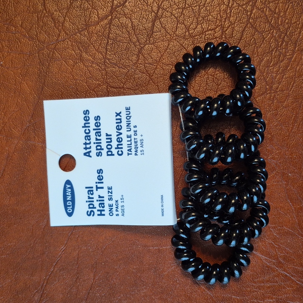 Black Spiral 5 Pack Of Hair Ties From Old Navy, New With Tags